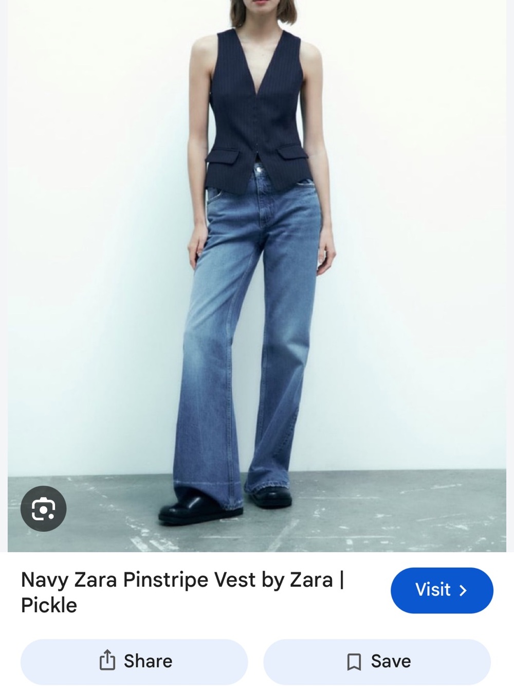 Zara Men's Navy Pinstripe Waistcoat